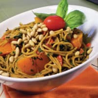 Angel hair pasta with red peppers