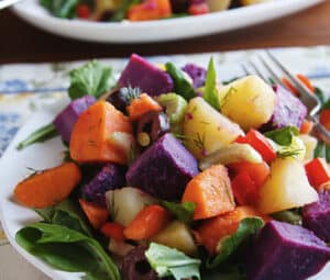 Three potato salad with arugula