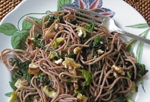 Pasta with Celery, Kale, and Walnut Gremolata