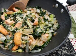 Stir-fried greens and cabbage
