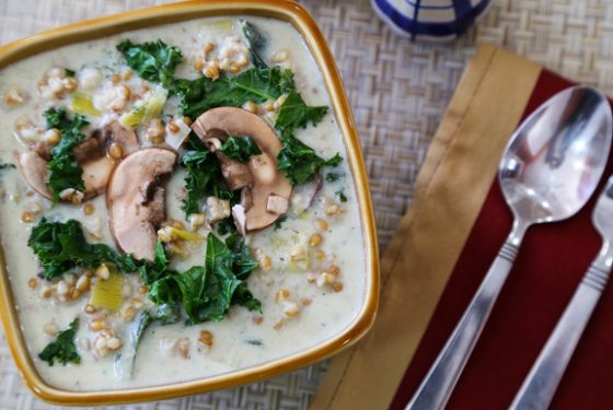 Creamy Leek and Mushroom Soup with Ancient Grains