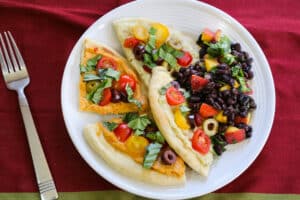 Pesto or Hummus Flatbreads & Black Bean Salad Dinner