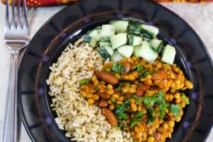 Quick Lentil and Kidney Bean Curry Dinner