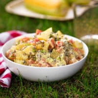 curried potato salad being served