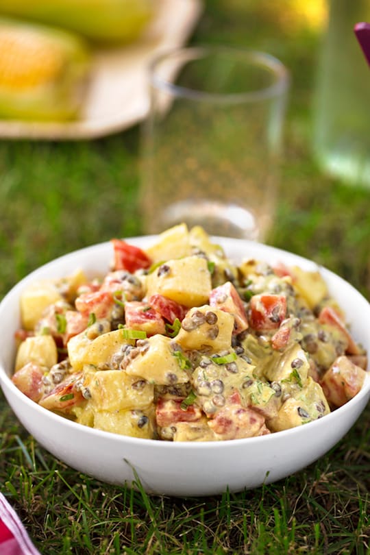 Potato, tomato, and lentil salad