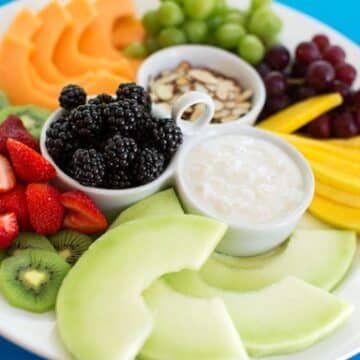 fruit platter with tropical yogurt