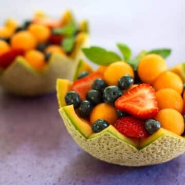 melon cups 2- cantaloupe, strawberries, and blueberries