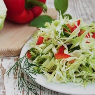 Cabbage and red pepper slaw