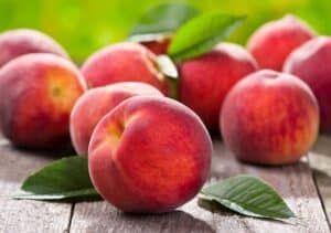 Peaches on table