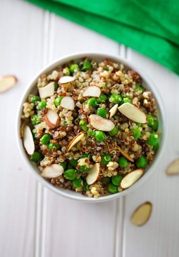 Simple quinoa pilaf with peas and almonds recipe
