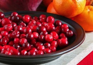 Fresh cranberries in a bowl