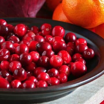 Fresh cranberries in a bowl