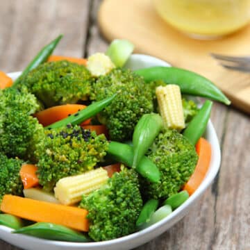Broccoli, snow peas, and baby corn stir-fry