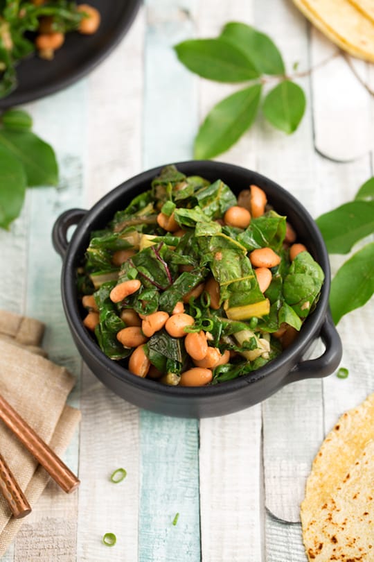 Chard with pinto beans recipe