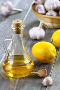 olive oil, lemons, and garlic