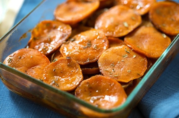 Maple baked sweet potatoes