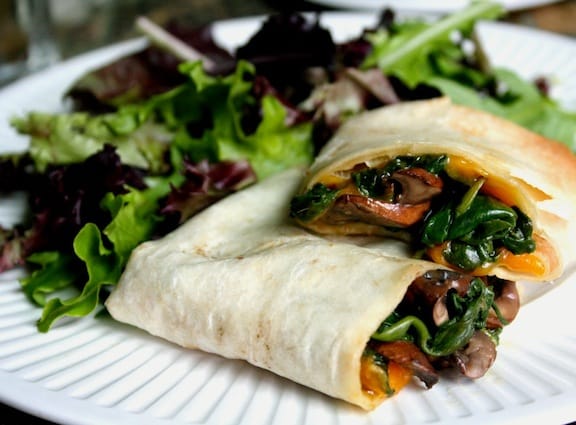 mushroom and vegan cheddar wrap recipe