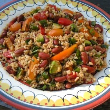 Southwestern-flavored rice and bean salad