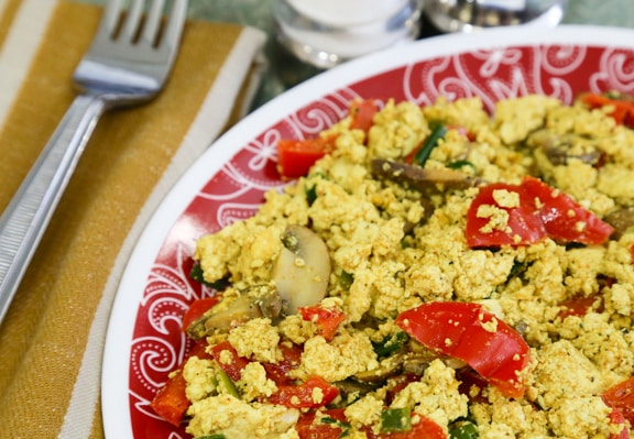 Mushroom and Bell Pepper Scrambled Tofu