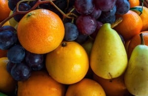 Winter fruits - grapes, oranges, pears