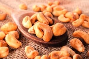 Roasted Cashews on a spoon