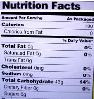 nutrition label