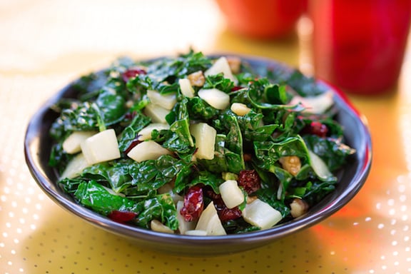 Festive Kale with Fennel, Cranberries, and Walnuts