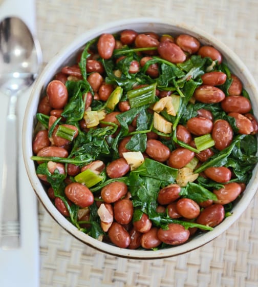 Pink Beans with Spring Greens
