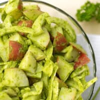 Warm potato and fennel salad with parsley sauce