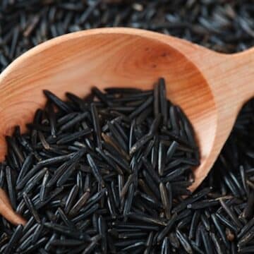 wild rice in a spoon