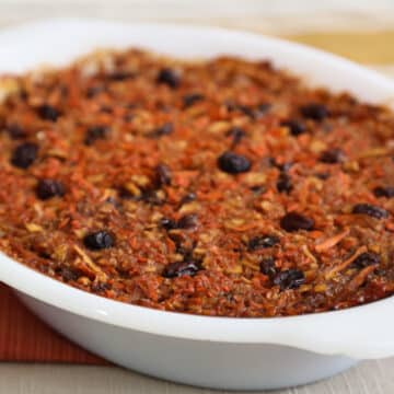 Passover Carrot Apple Raisin Pudding