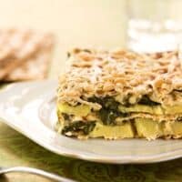 Spinach and potato matzo gratin (mina)