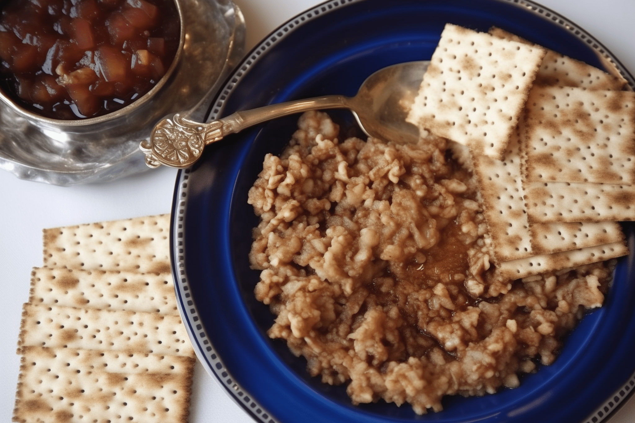 haroset being served with matzo for passover