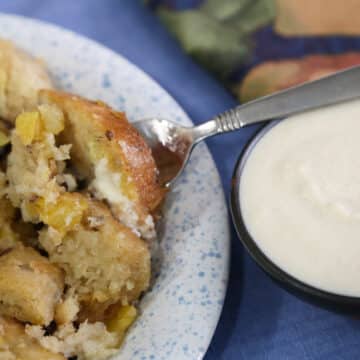 Bread Pudding with cashew Vanilla Creme Sauce