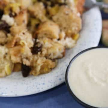 Bread Pudding with cashew Vanilla Creme Sauce