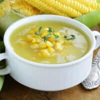 Cold corn and watercress soup