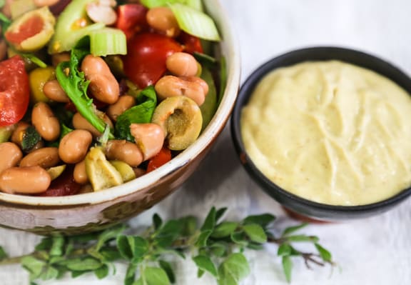Pinto Beans with watercress or arugula