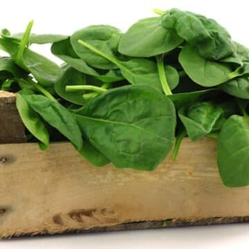 Spinach in a crate