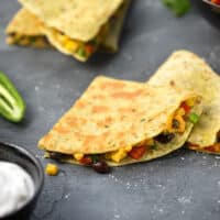 Vegan Bean and corn quesadillas