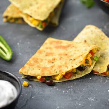 Vegan Bean and corn quesadillas