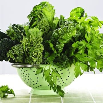 Greens in colander