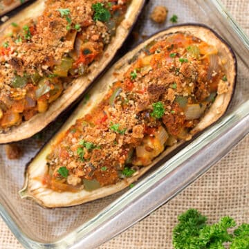 Creole stuffed eggplant