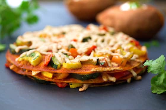 Stacked Squash and Bell Pepper Enchiladas