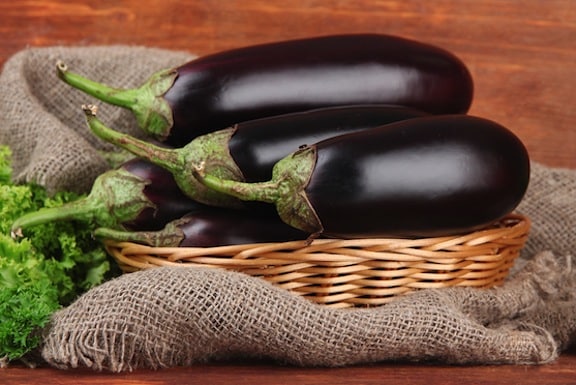 Eggplants in a basket