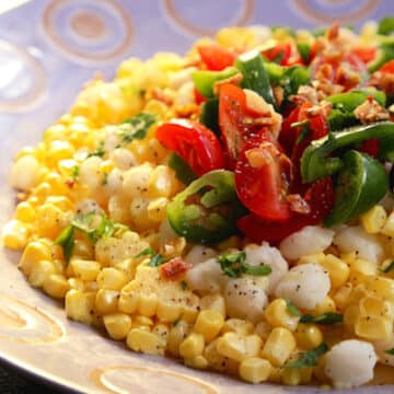 Two corn (fresh and hominy) summer salad