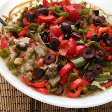 Baked eggplant and peppers