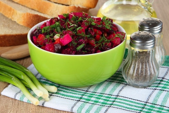 Beet salad with beet greens