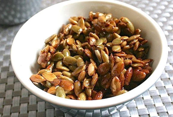 Candied Pumpkin Seeds being served