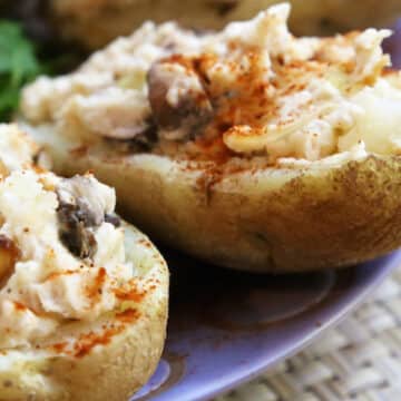 Mushroom stuffed baked potatoes