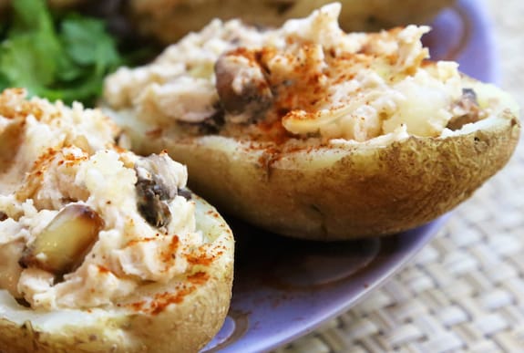 Mushroom stuffed baked potatoes